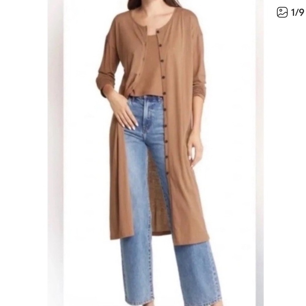 MADEWELL Brown Duster Long Button Up Cardigan Size Small NWT